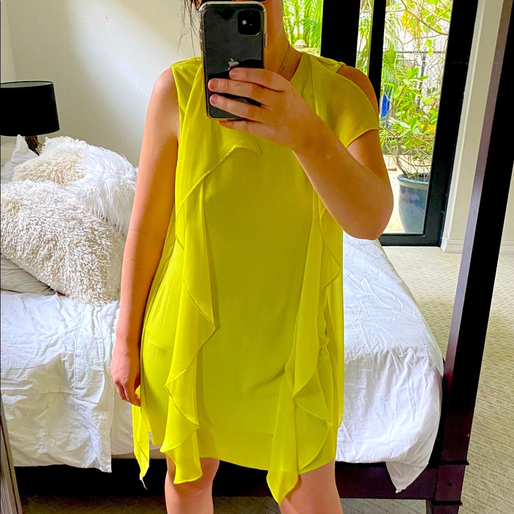 BCBG lime green flowing dress